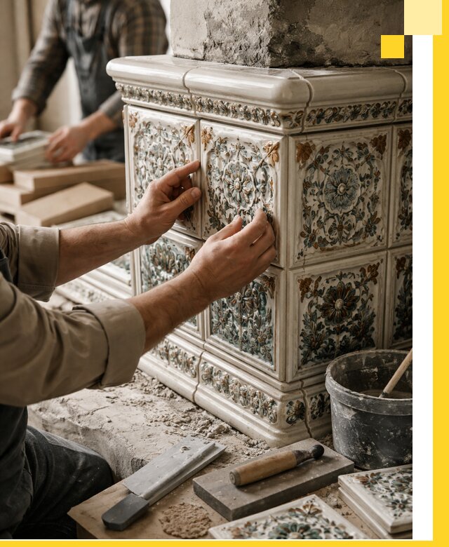 Изразцовые камины под ключ в Тихорецке: проект и монтаж