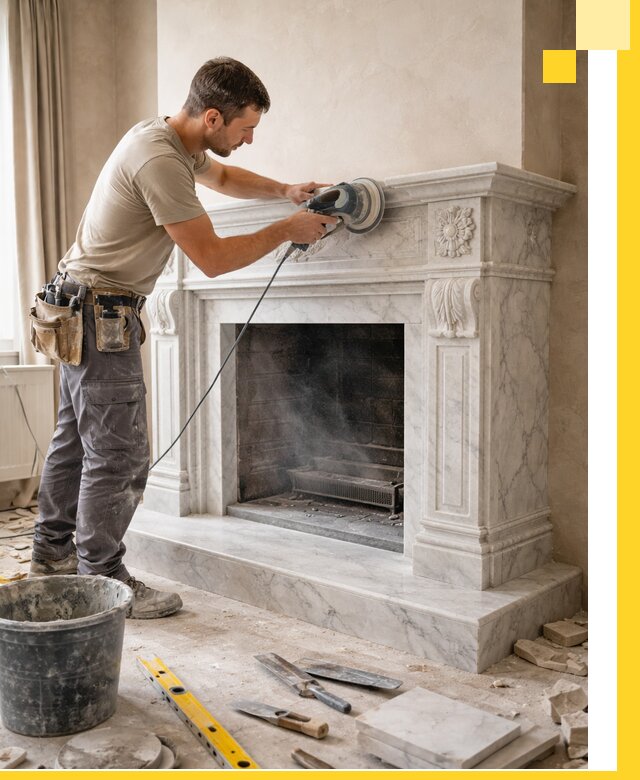 Изготовление и установка мраморных каминов в Тихорецке под ключ