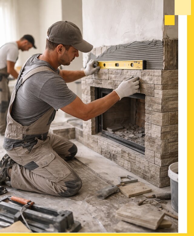 Облицовка каминов в Тихорецке, монтаж и отделка натуральным камнем