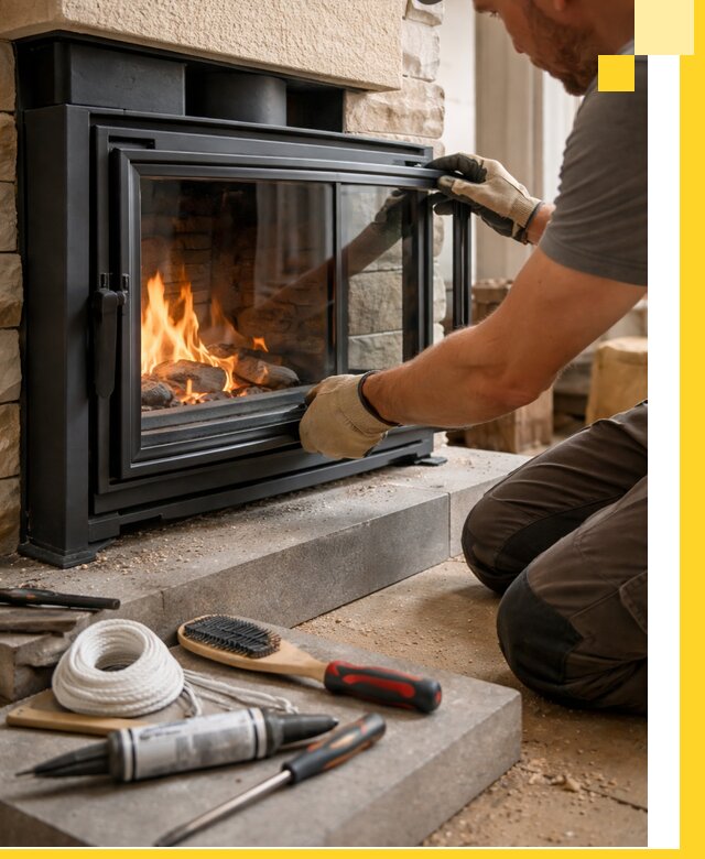 Производство, монтаж и доставка каминов со стеклом в Тихорецке