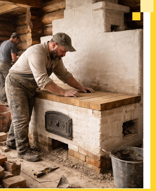 Проектирование и установка русской печи с лежанкой в Тихорецке