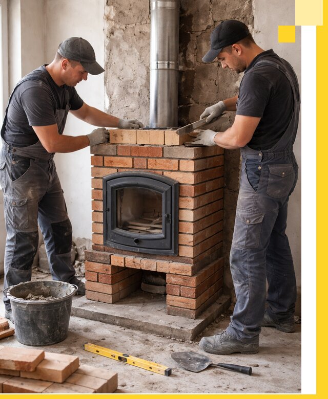 Монтаж печи камина под ключ в Тихорецке с гарантией и пусконаладкой