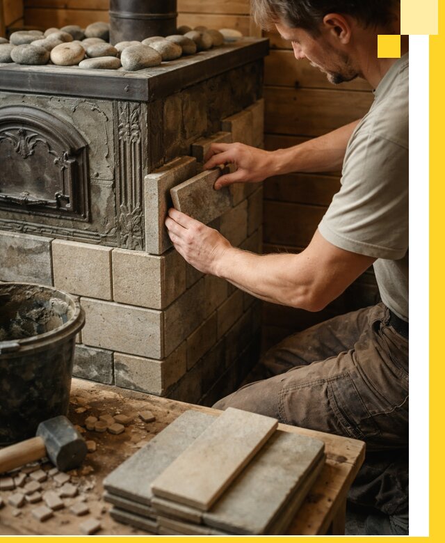 Облицовка банных печей в Тихорецке профессиональная отделка