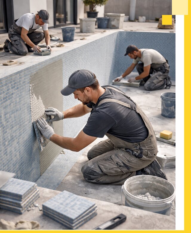 Облицовка бассейнов в Тихорецке плитка мозаика гидроизоляция