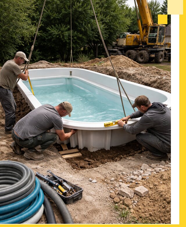 Установка и монтаж композитных бассейнов под ключ в Тихорецке