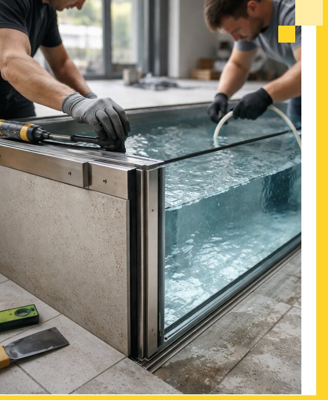 Проектирование и монтаж стеклянных бассейнов в Тихорецке