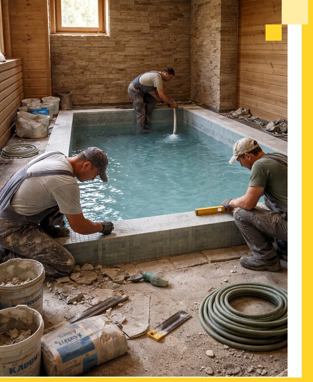 Проектирование и строительство бассейнов для бани в Тихорецке