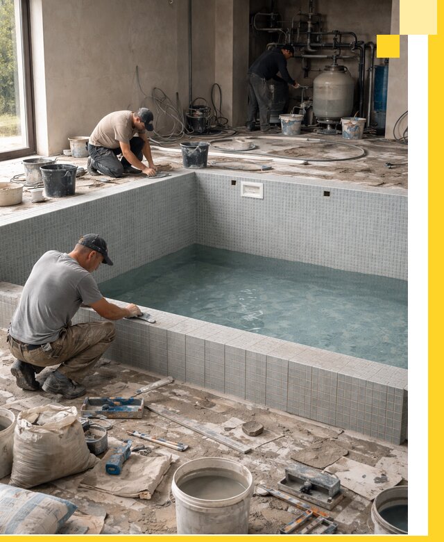 Строительство и монтаж бассейнов в помещении в Тихорецке