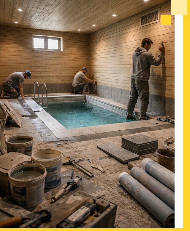 Строительство бани с бассейном и сауной под ключ в Тихорецке