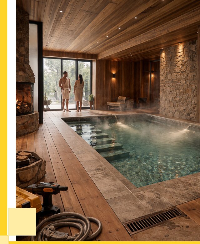 Проекты бань с бассейном под ключ в Тихорецке от 77303 р., ЭриданТхр