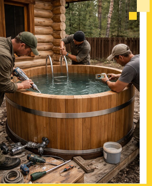 Строительство бань с купелью под ключ и отделкой в Тихорецке