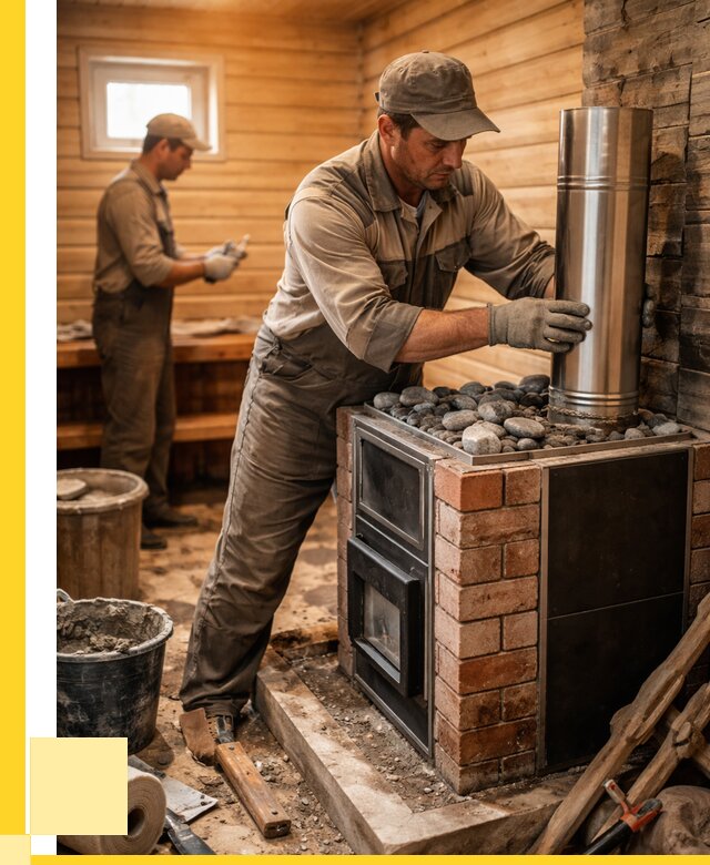 Монтаж печи в бане под ключ в Тихорецке от 20614 р. | ЭриданТхр