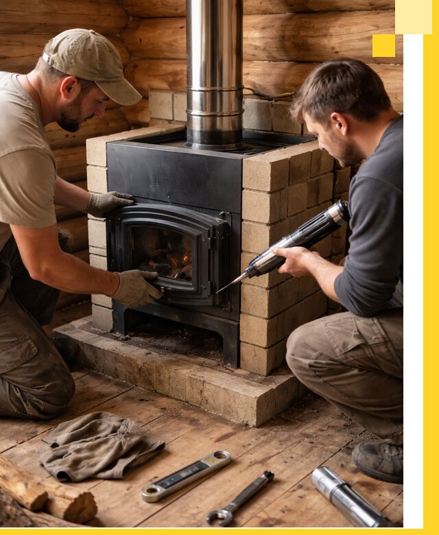 Монтаж и установка печи в бане под ключ с гарантией в Тихорецке