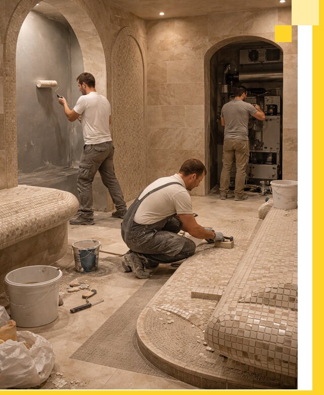 Строительство бани с хамамом и бассейном под ключ в Тихорецке