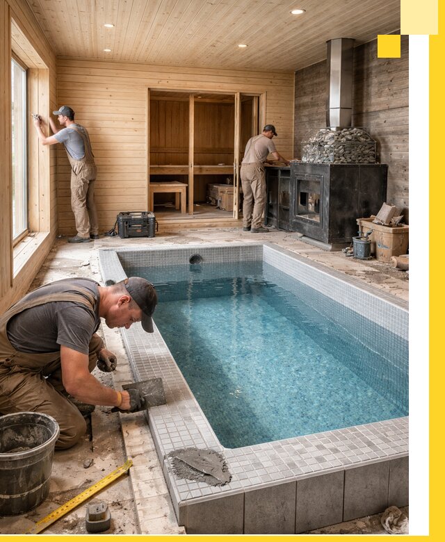 Проект бани с бассейном и сауной в Тихорецке под ключ