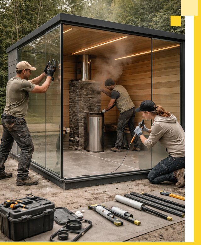 Проектирование и строительство стеклянных бань в Тихорецке