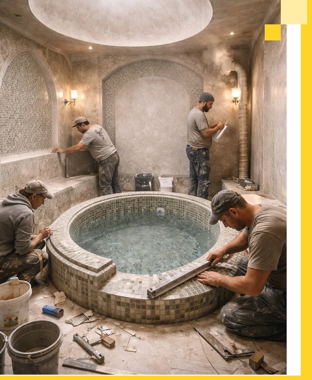 Профессиональное строительство хамама с бассейном в Тихорецке под ключ