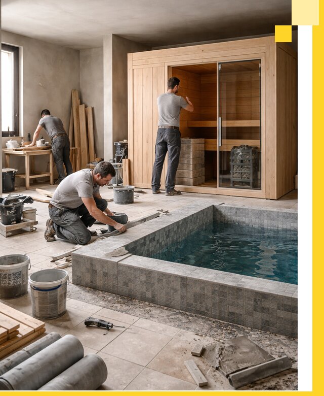 SPA зоны под ключ с бассейном сауной и печью в Тихорецке